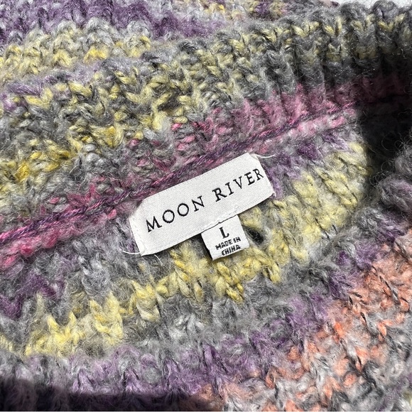 Multicolor Pastel Knit Statement Layered Shoulder Sweater - Picture 3 of 10